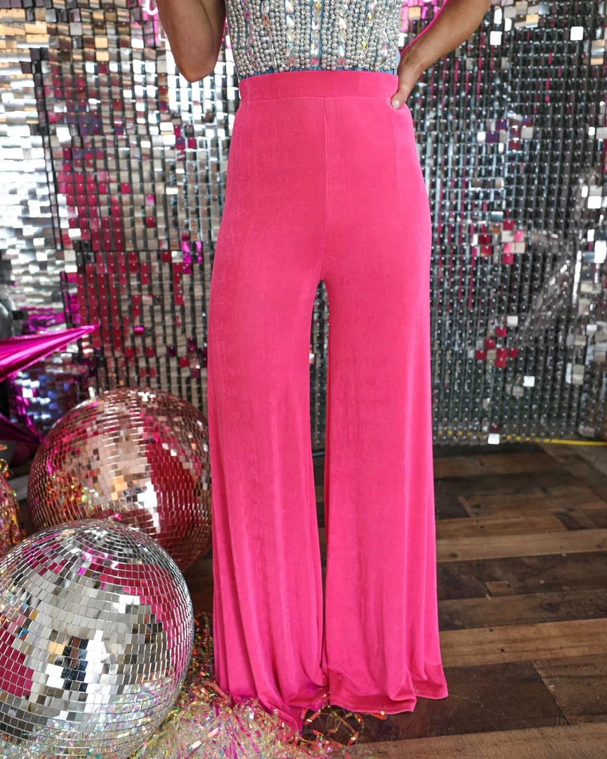 Magia Apparel Fuchsia Slinky Palazzo Pants
