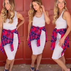 Active Basic Apparel Heather Grey Racerback Sleeveless Midi Dress