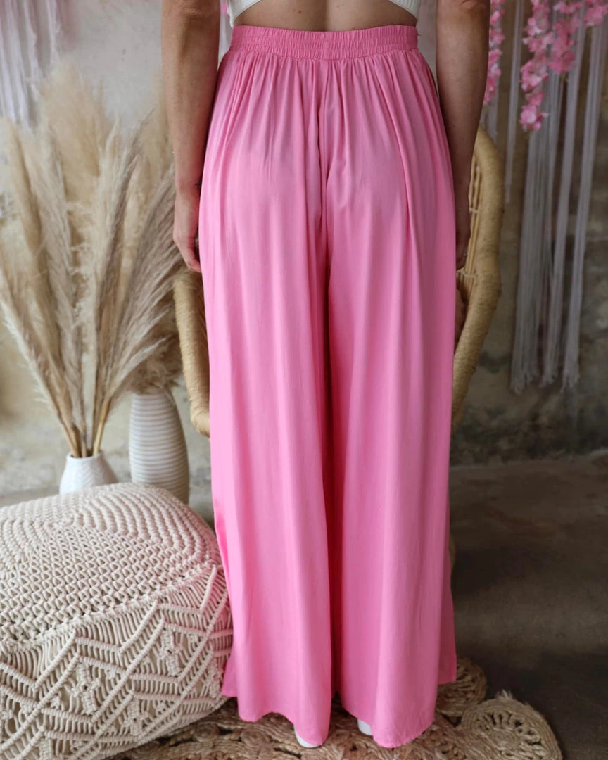 Style U Apparel Pink Front Tie Palazzo Pants