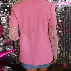 NO1 Bubblegum Pink Rhinestone Sleeve Blazer