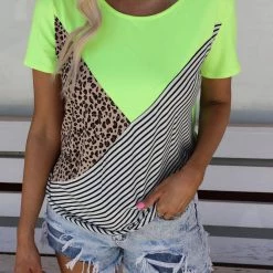 White Birch Apparel Kimi Neon Yellow Block Top