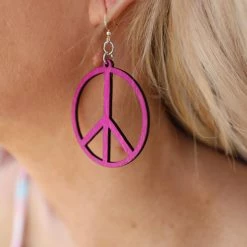 Green Tree Jewelry Polly Pink Peace Wood Earrings
