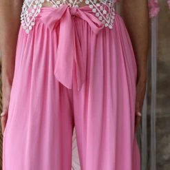 Style U Apparel Pink Front Tie Palazzo Pants