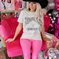Mine B Apparel "Cowboys" Leopard Print Steer Graphic Tee