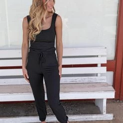 Made With Love Black Ribbed Jogger Set Apparel