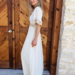 Wishlist Apparel Stacy Cream Maxi Dress With Lace Detail