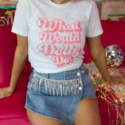 Bella Canvas Best Sellers White "What Would Dolly Do?" Graphic Tee