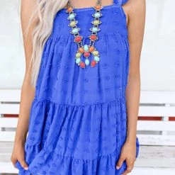 Vine & Love Royal Blue Swiss Dot Dress Apparel