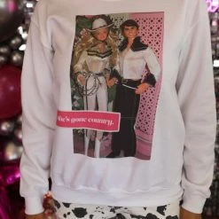 Gina Tees (Faire) White "She's Gone Country" Graphic Sweatshirt