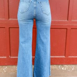 Uniq By Litz Medium Wash High Rise Distressed Flare Jeans Apparel