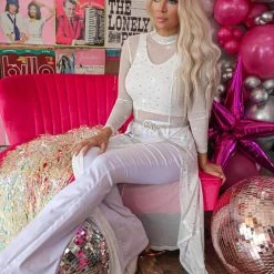 BANJUL Apparel Rhinestone White Maxi Tunic