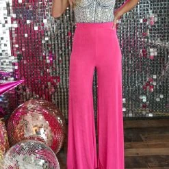 Magia Apparel Fuchsia Slinky Palazzo Pants