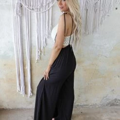 Blue Buttercup Black Wide Leg Gauze Jumpsuit