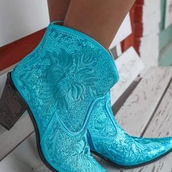 Helen's Heart Best Sellers Turquoise Sequin Booties