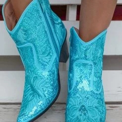 Helen's Heart Best Sellers Turquoise Sequin Booties