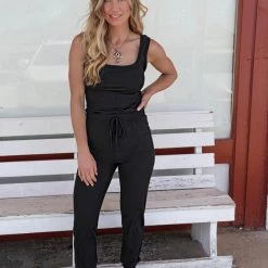 Made With Love Black Ribbed Jogger Set Apparel