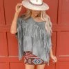 Fantastic Fawn Grey Tie Dye Oversized Fringe Top
