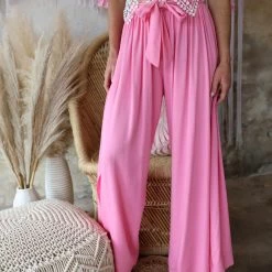 Style U Apparel Pink Front Tie Palazzo Pants