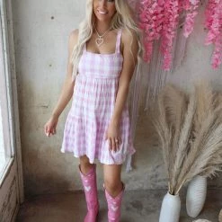 Fascination Lilly Lavender Gingham Dress