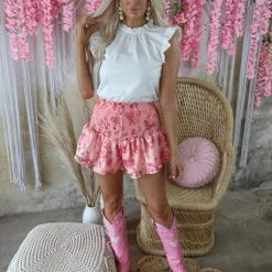 Love Is All Apparel Pink Floral Smocked Shorts