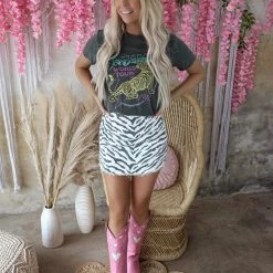 Baevely Apparel Ivory Zebra Print Mini Skirt