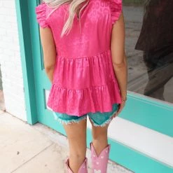 And The Why Fuchsia Satin Leopard Sleeveless Top