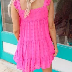 Vine & Love Fuchsia Swiss Dot Dress Apparel