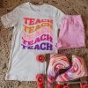 Bella + Canvas (Prickly Pear TX) Apparel Oatmeal "Teach" Graphic Tee