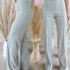 Canvas Sage High Waist Pintuck Trousers