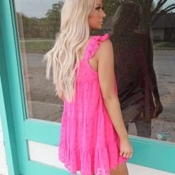 Vine & Love Fuchsia Swiss Dot Dress Apparel