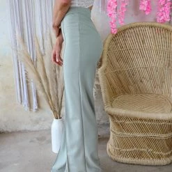 Canvas Sage High Waist Pintuck Trousers