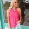 BomBom Fuchsia Swiss Dot High Neck Tank