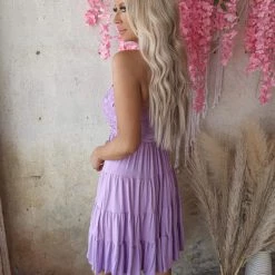 White Birch Lavender Crochet Bodice Dress Apparel