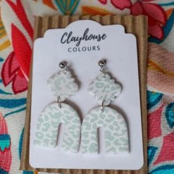 Clay House Colours Snow Leopard Arches Clay Earrings Leopard Everything