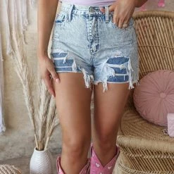 Petra 153 Acid Washed High Rise Mom Shorts Apparel