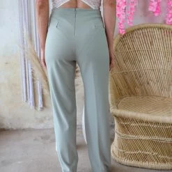 Canvas Sage High Waist Pintuck Trousers