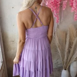 White Birch Lavender Crochet Bodice Dress Apparel