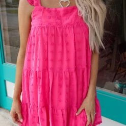 Vine & Love Fuchsia Swiss Dot Dress Apparel