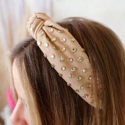 The Lace Cactus Accessories Khaki Rhinestone Headband