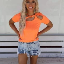 Bibi Apparel Natalie Neon Coral Top