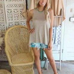 Fantastic Fawn Alice Oatmeal Sleeveless Top Apparel