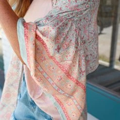 Haptics Apparel Miriam Sage And Peach Paisley Kimono