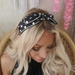 The Lace Cactus Belle Black And White Polka Dot Headband