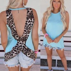 Heimish Brittany Blue And Leopard Tank