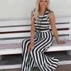 Veveret Elena Black Striped Ruffled Jumpsuit