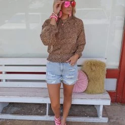 And The Why Ava Leopard Smocked Top Best Sellers