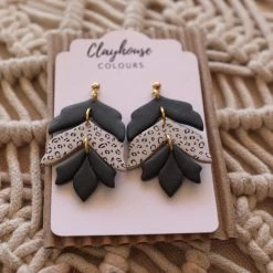 Clay House Colours Black And Boujee Charla Cheetah And Black Clay Earrings