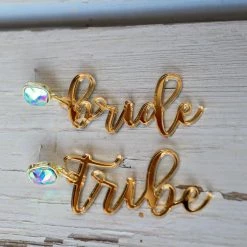 TracyLynn Designs Gold And Iridescent "Bride Tribe" Earrings