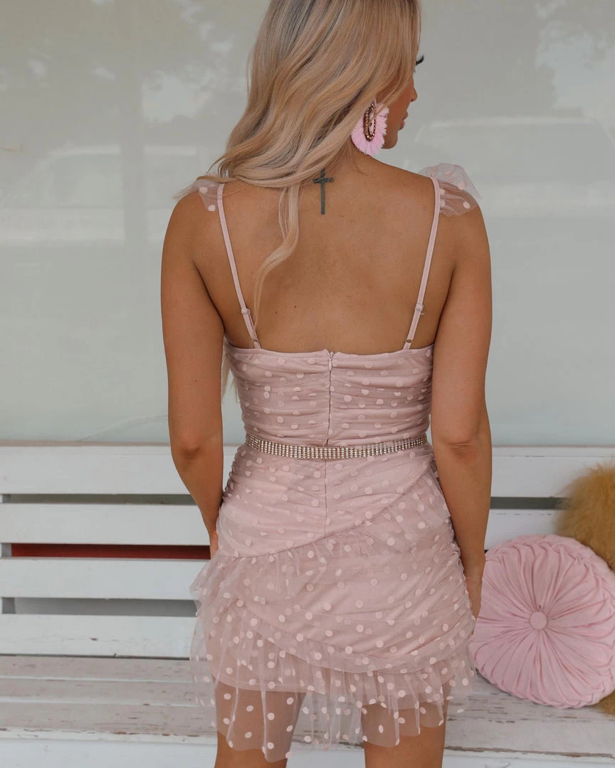 Sweet Lemon Apparel Sylvie Dusty Pink Polka Dot Dress