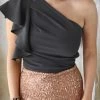Glam Gianna Black One Shoulder Top